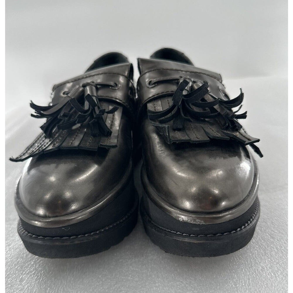 Stuart Weitzman Loafers Shoes Platform Chunky Y2K Metallic Size 8.5 M Grey - Picture 7 of 13